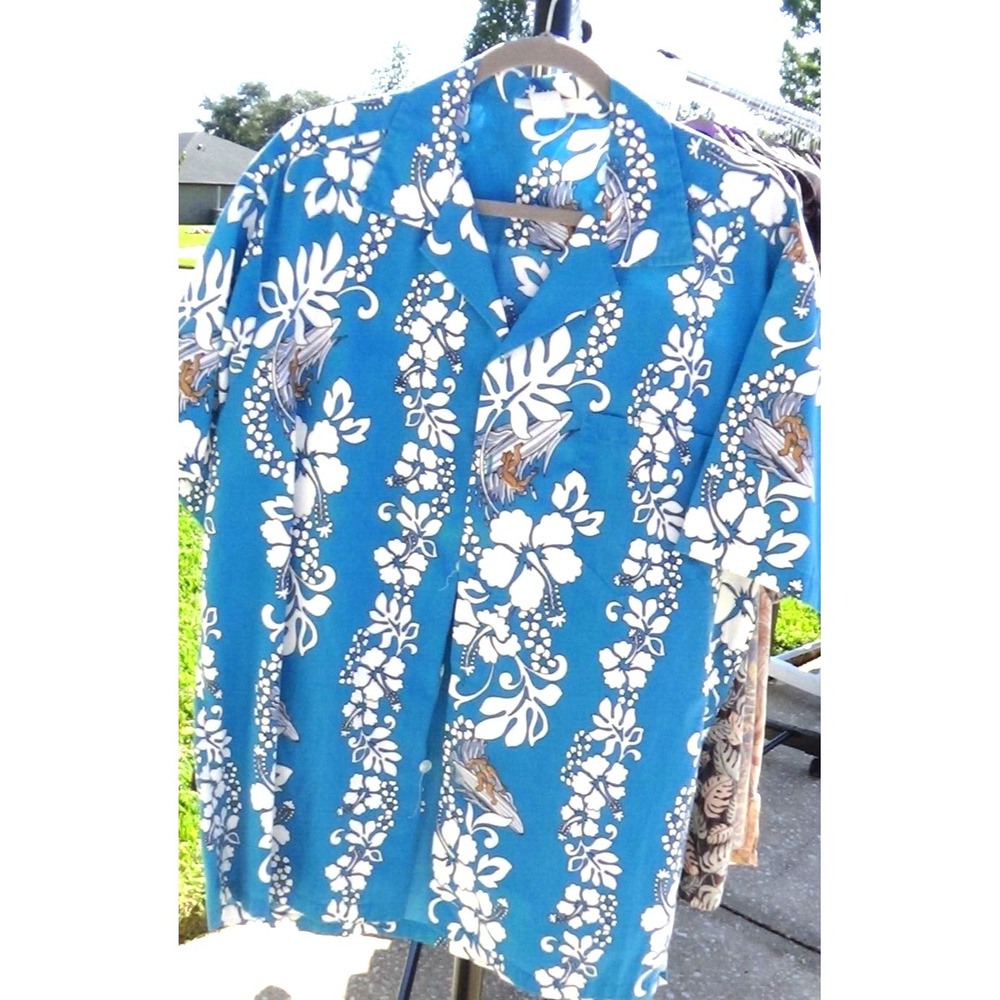Men's Shirt XL Hawaiian Button Down Made in Hawaii #064